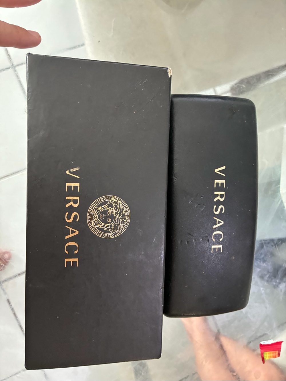 Versace Black and Gold Men's Sunglasses Case with Branded Box